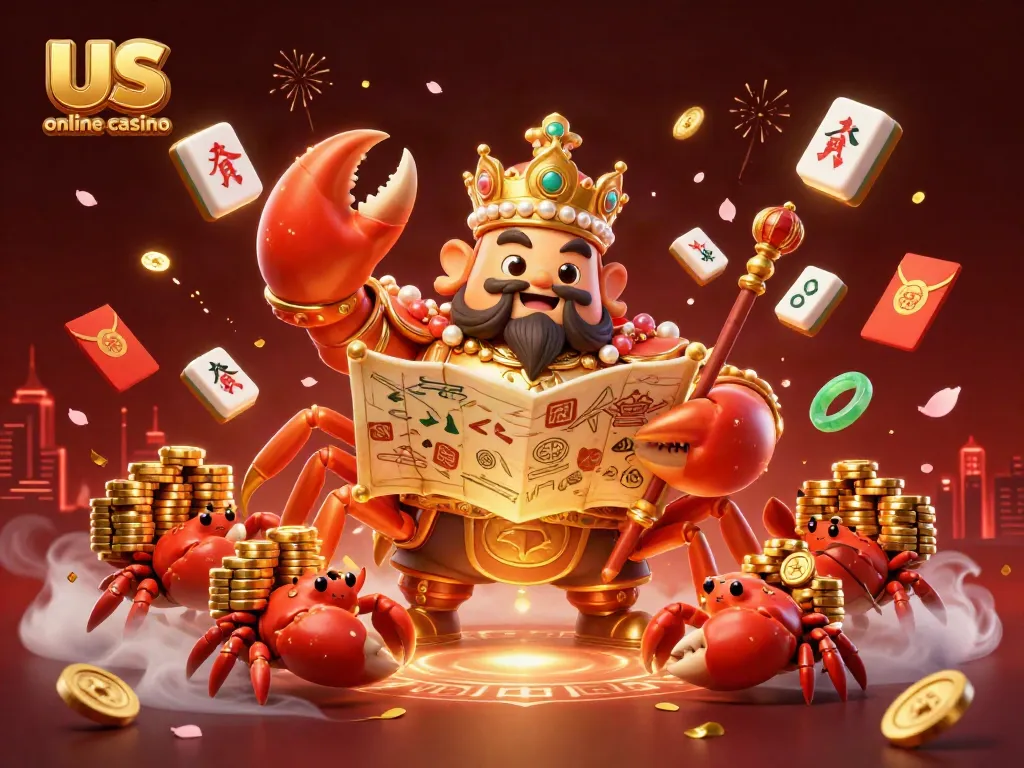 Join the adventure at us online casino, featuring a golden crab emperor and gaming treasures.