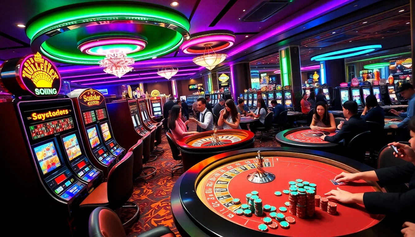 Players celebrate thrilling wins at the casino, engaging with exciting games at https://rr8888.in.net/ on a lively gaming floor.
